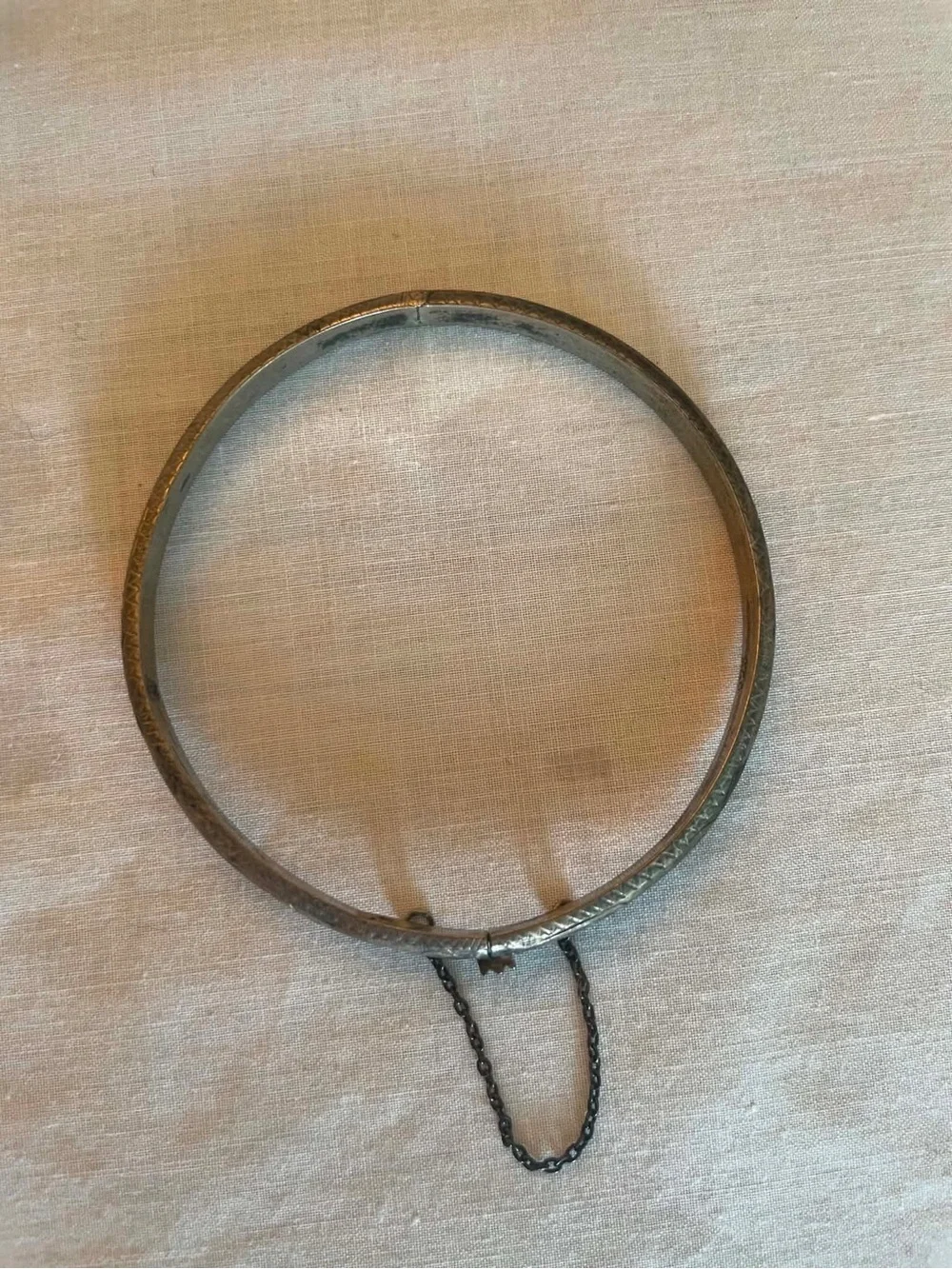 Sterling Silver Hinged Bangle Bracelet with Safety Chain